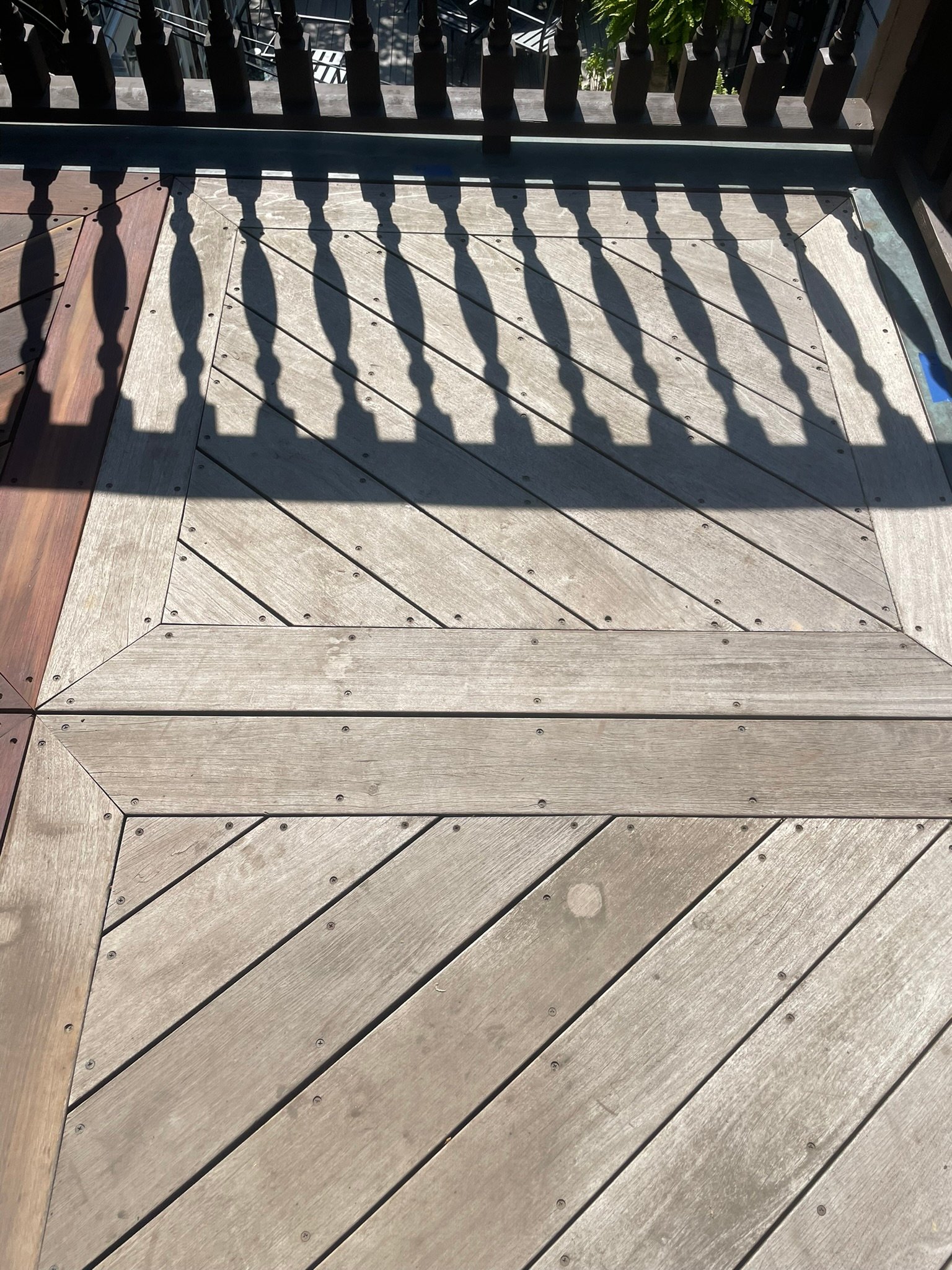 Weathered gray Ipe deck before restoration in Vernon Hills IL